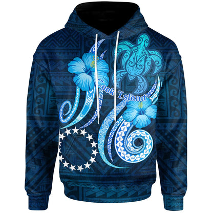 Cook Island Hoodie - Turtle and Tribal Tattoo Of Polynesian