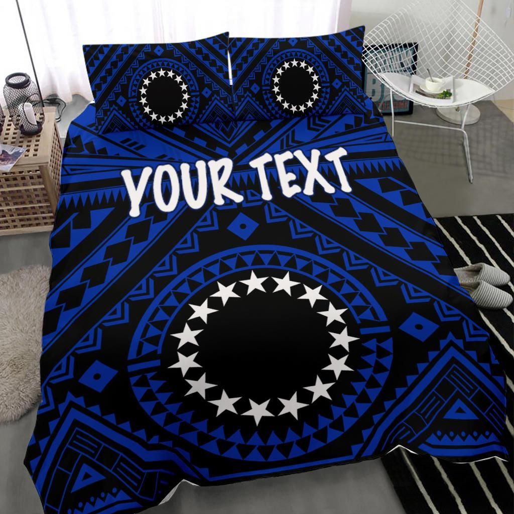 Cook Islands Personalised Bedding Set - Seal With Polynesian Tattoo Style ( Blue)
