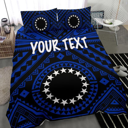 Cook Islands Personalised Bedding Set - Seal With Polynesian Tattoo Style ( Blue)