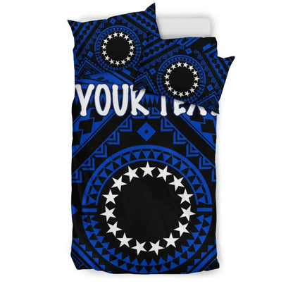 Cook Islands Personalised Bedding Set - Seal With Polynesian Tattoo Style ( Blue)