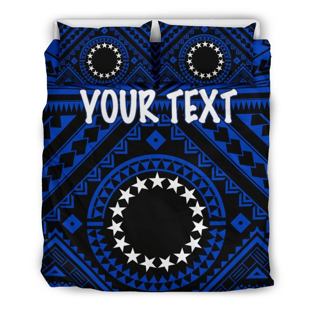 Cook Islands Personalised Bedding Set - Seal With Polynesian Tattoo Style ( Blue)