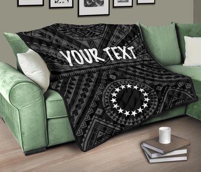 Cook Islands Personalised Premium Quilt - Seal With Polynesian Tattoo Style ( Black)