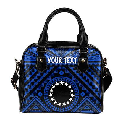 Cook Islands Personalised Shoulder Handbag - Seal With Polynesian Tattoo Style (Blue)