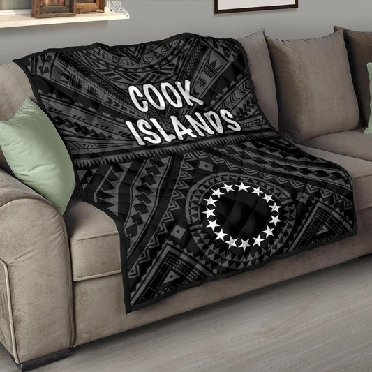 Cook Islands Premium Quilt - Seal With Polynesian Tattoo Style ( Black)