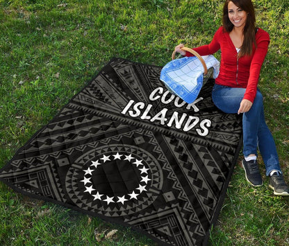 Cook Islands Premium Quilt - Seal With Polynesian Tattoo Style ( Black)
