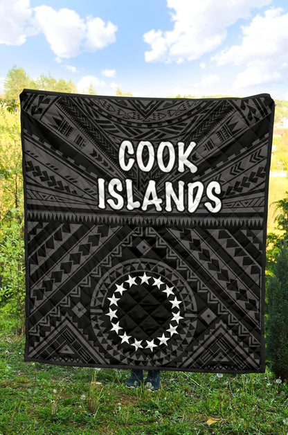 Cook Islands Premium Quilt - Seal With Polynesian Tattoo Style ( Black)