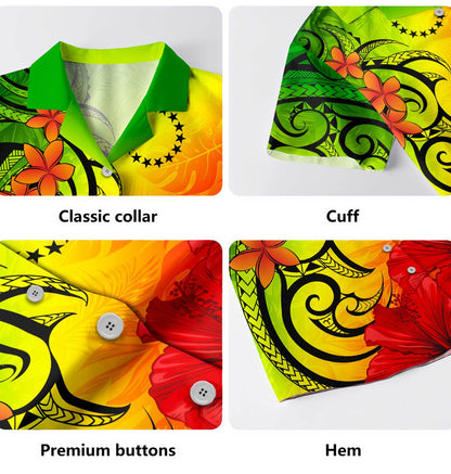 Cook Islands Hawaiian Shirt Tribal Polynesia Tropical Hibiscus Flower