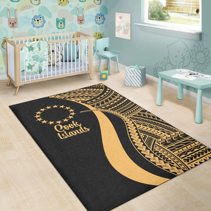Cook Islands Area Rug - Gold Polynesian Tentacle Tribal Pattern