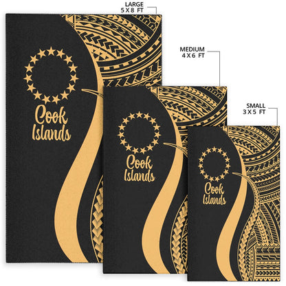 Cook Islands Area Rug - Gold Polynesian Tentacle Tribal Pattern
