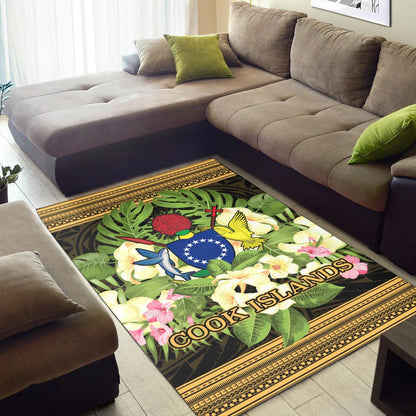 Cook Islandss Area Rug - Polynesian Gold Patterns Collection