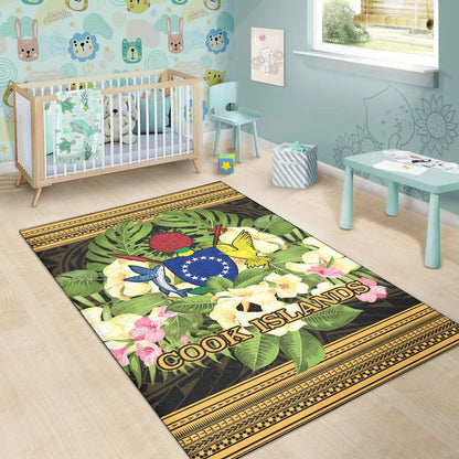Cook Islandss Area Rug - Polynesian Gold Patterns Collection