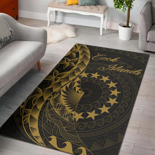 Cook Islandss Area Rug - Polynesian Pattern Style Gold Color