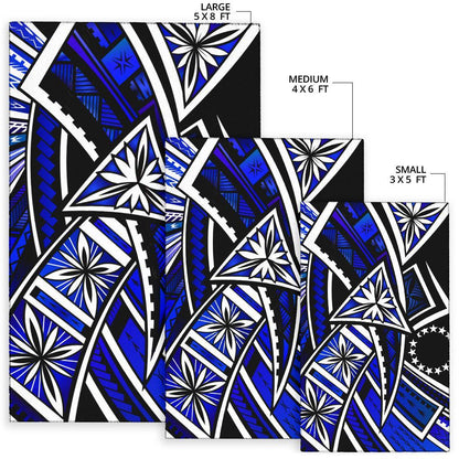 Cook Islands Area Rug - Tribal Flower Special Pattern Blue Color