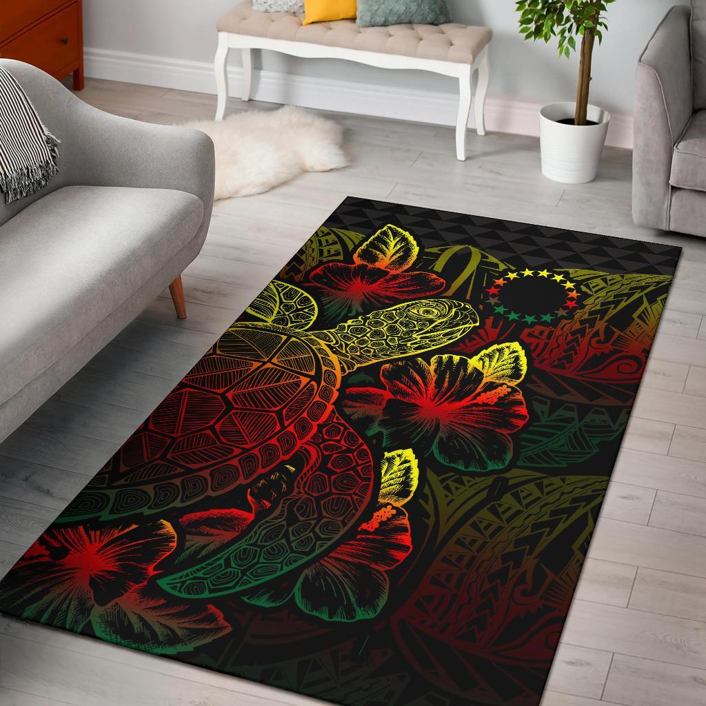 Cook Islands Area Rugs Turtle Hibiscus Reggae