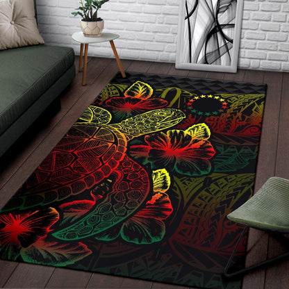 Cook Islands Area Rugs Turtle Hibiscus Reggae