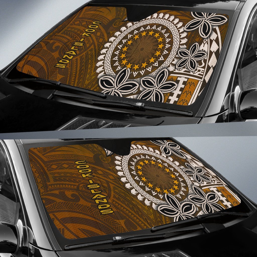 Cook Islands Auto Sun Shade - Polynesian Boar Tusk
