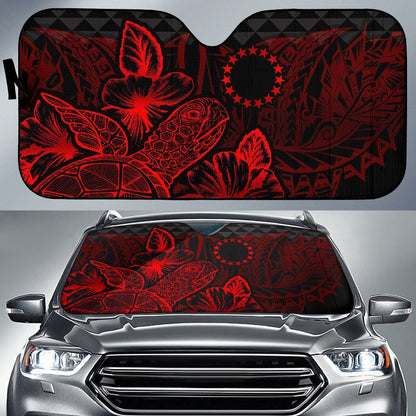 Cook Islands Auto Sun Shades Turtle Hibiscus Red