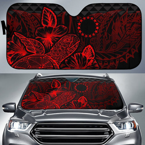 Cook Islands Auto Sun Shades Turtle Hibiscus Red