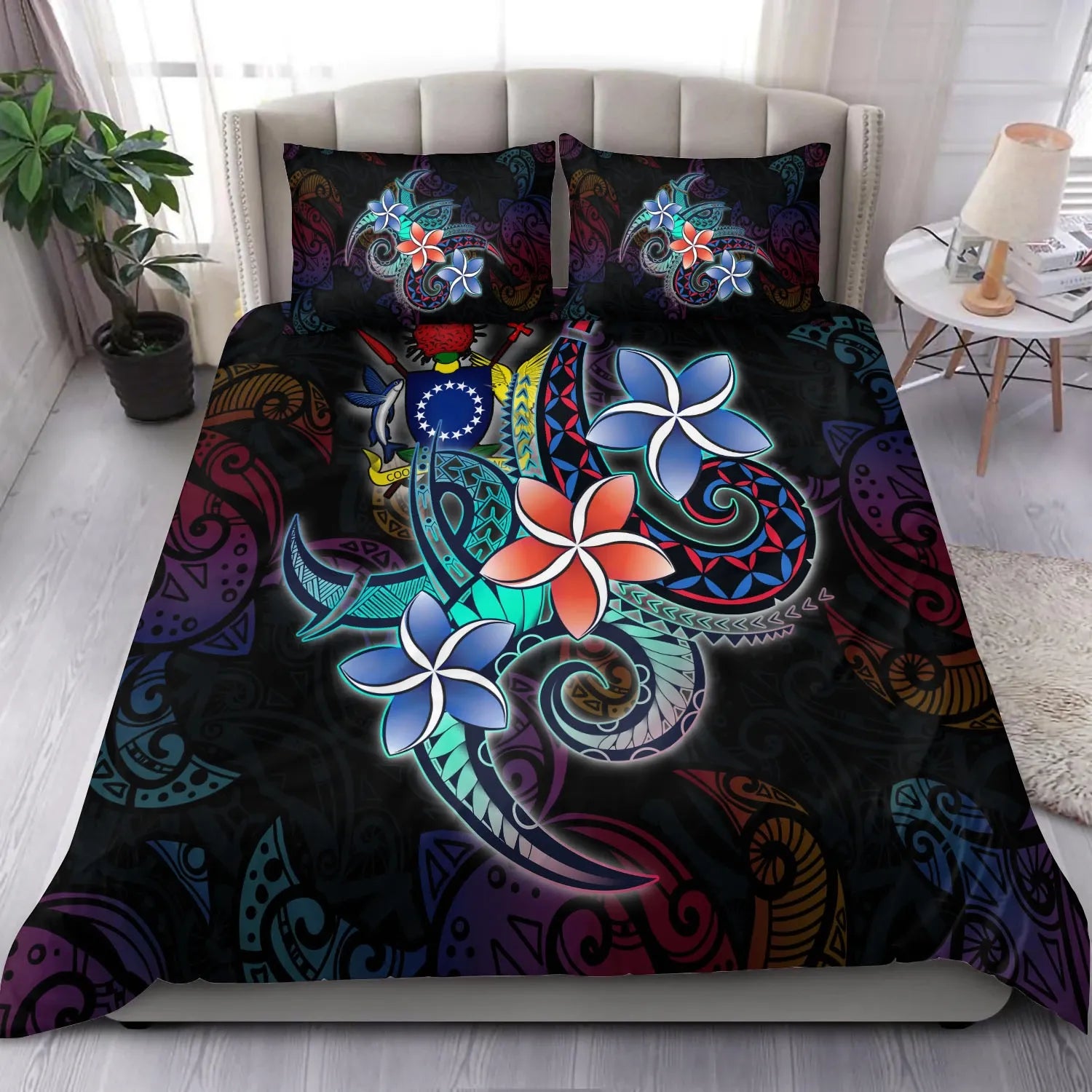 Cook Islands Bedding Set - Plumeria Flowers Style