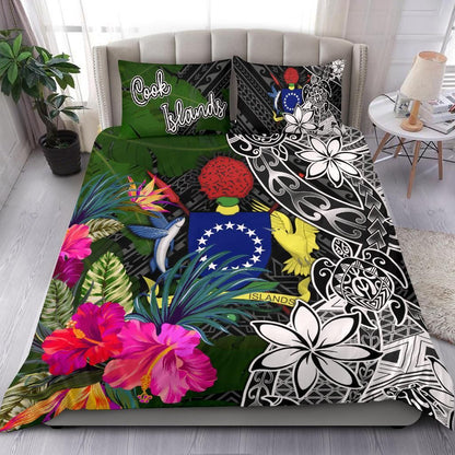 Cook Islands Bedding Set - Turtle Plumeria Banana Leaf