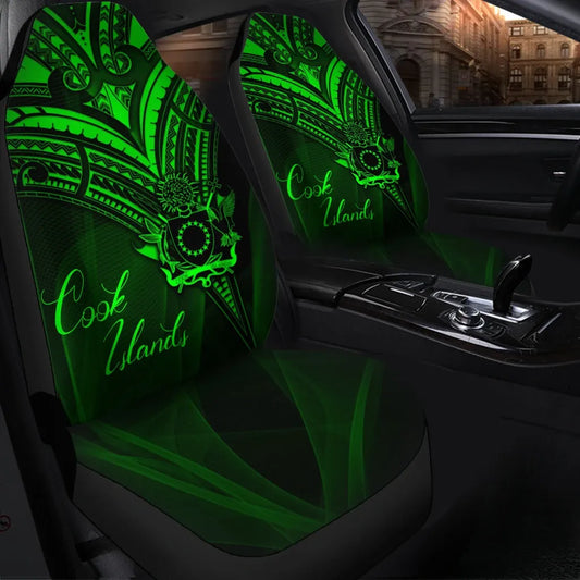 Cook Islands Car Seat Cover - Green Color Cross Style