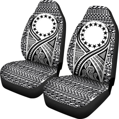 Cook Islands Car Seat Cover - Cook Islands Flag Polynesian Tattoo Black