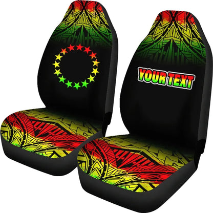 Cook Islands Custom Personalised Car Seat Covers - Cook Islands Flag Fog Reggae Style