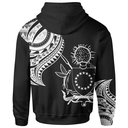 Cook Islands Custom Personalised Hoodie - Cook Islands Tatau White Patterns