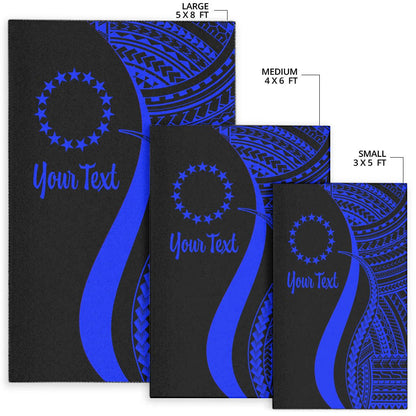 Cook Islands Custom Personalised Area Rug - Blue Polynesian Tentacle Tribal Pattern