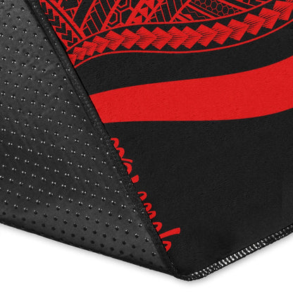 Cook Islands Custom Personalised Area Rug - Red Polynesian Tentacle Tribal Pattern