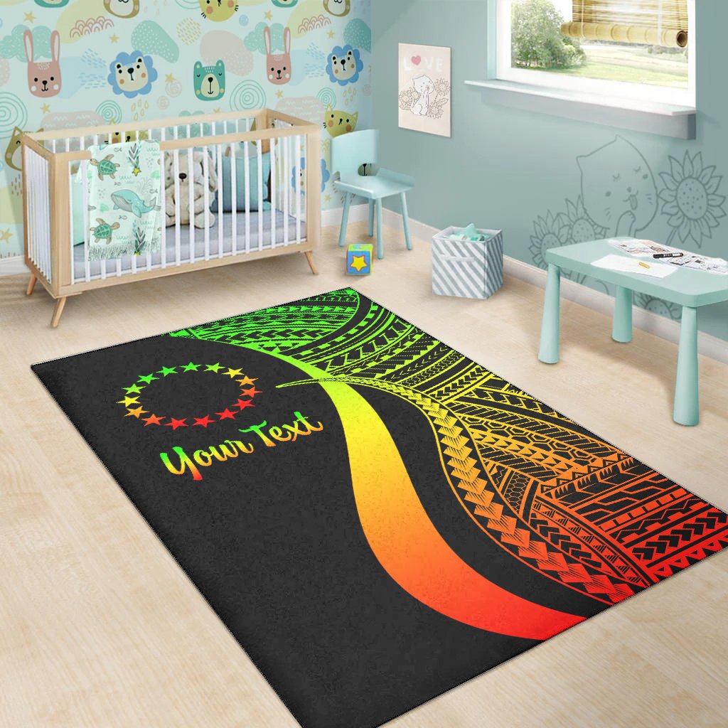 Cook Islands Custom Personalised Area Rug - Reggae Polynesian Tentacle Tribal Pattern