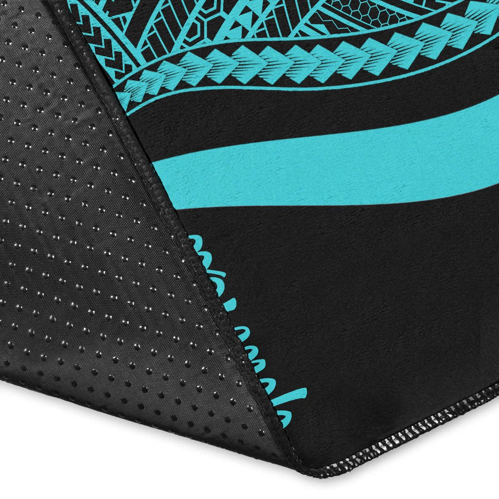 Cook Islands Custom Personalised Area Rug - Turquoise Polynesian Tentacle Tribal Pattern