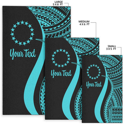 Cook Islands Custom Personalised Area Rug - Turquoise Polynesian Tentacle Tribal Pattern