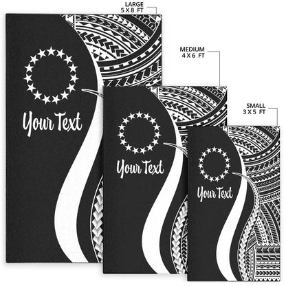 Cook Islands Custom Personalised Area Rug - White Polynesian Tentacle Tribal Pattern