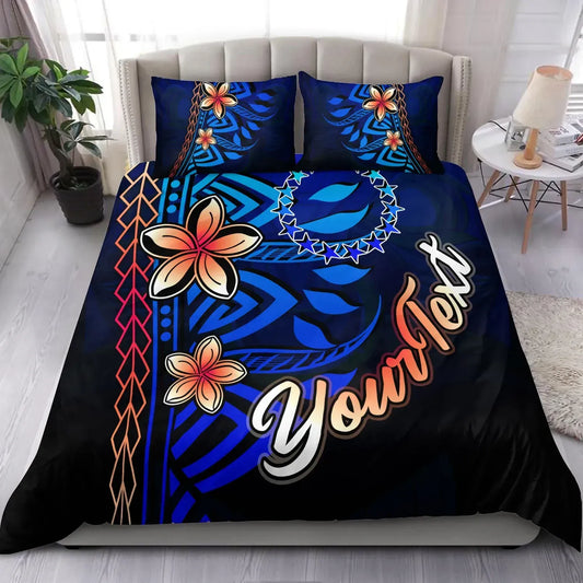 Cook Islands Custom Personalised Bedding Set - Vintage Tribal Mountain