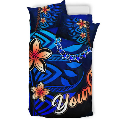Cook Islands Custom Personalised Bedding Set - Vintage Tribal Mountain