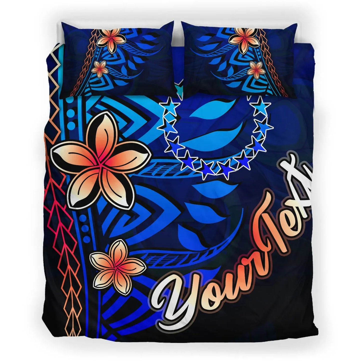 Cook Islands Custom Personalised Bedding Set - Vintage Tribal Mountain