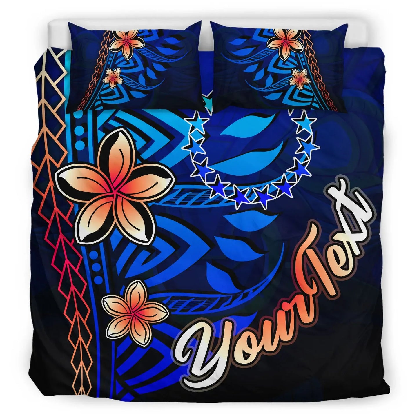 Cook Islands Custom Personalised Bedding Set - Vintage Tribal Mountain