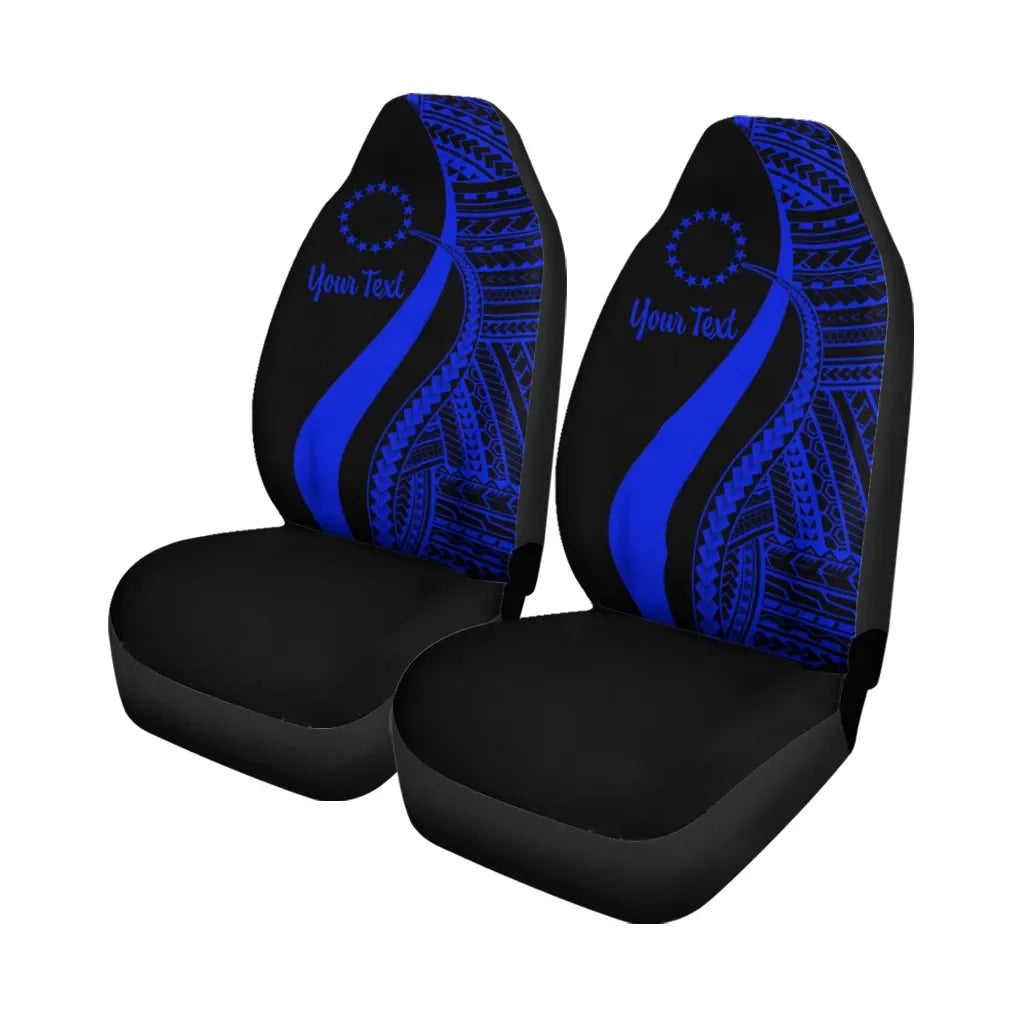 Cook Islands Custom Personalised Car Seat Covers - Blue Polynesian Tentacle Tribal Pattern