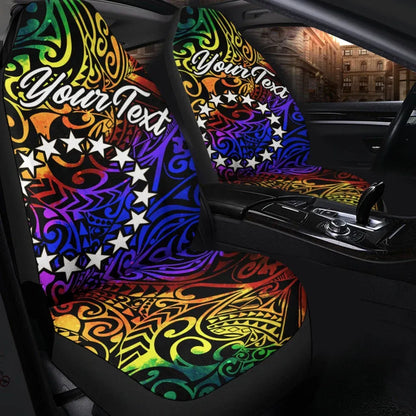 Cook Islands Custom Personalised Car Seat Covers - Rainbow Polynesian Pattern