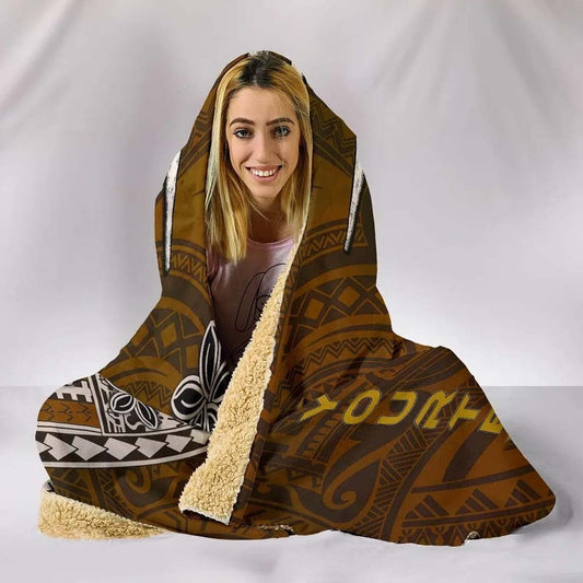 Cook Islands Custom Personalised Hooded Blankets - Polynesian Boar Tusk