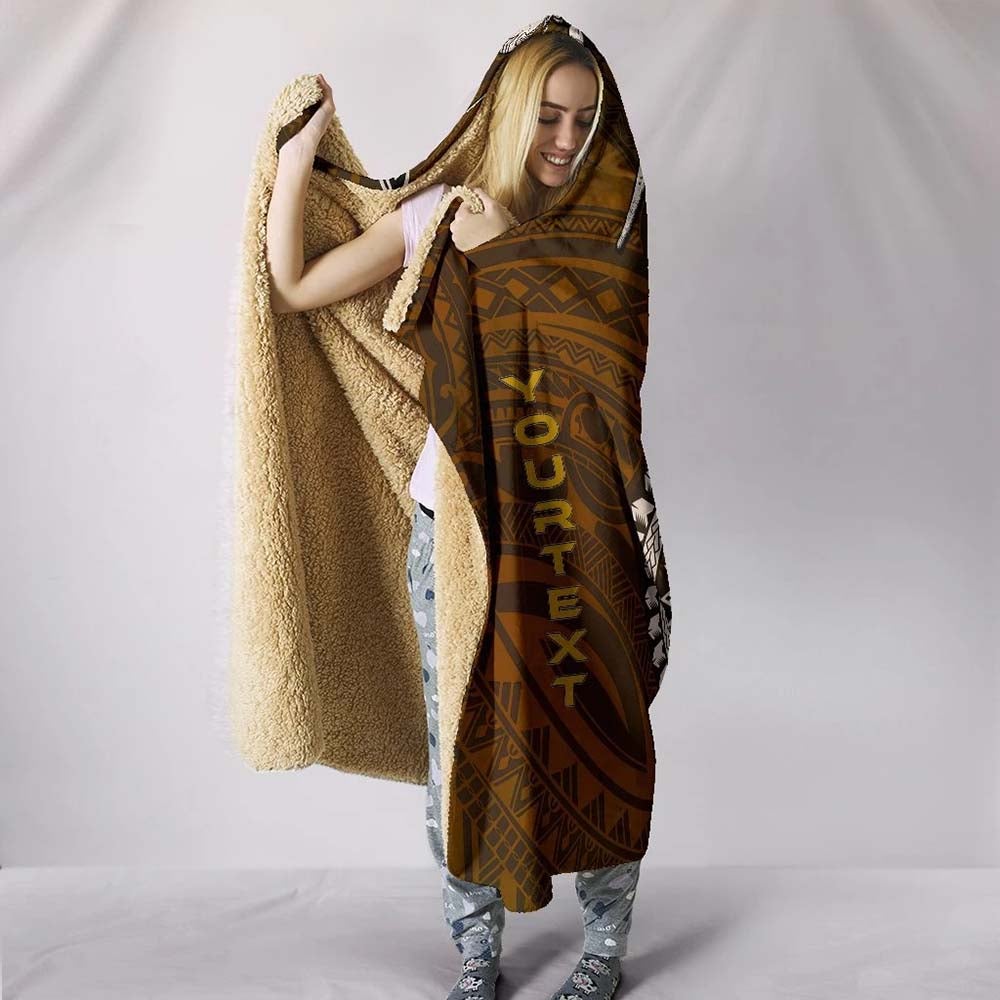 Cook Islands Custom Personalised Hooded Blankets - Polynesian Boar Tusk