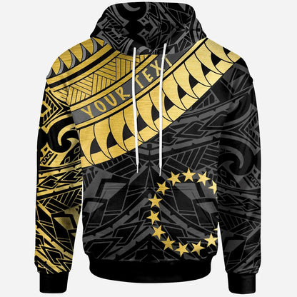 Cook Islands - Custom Personalised Hoodie - Cook Islands Ginger Lei Pattern Gold