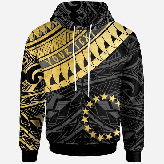 Cook Islands - Custom Personalised Hoodie - Cook Islands Ginger Lei Pattern Gold