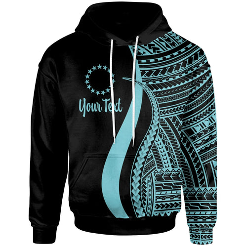 Cook Islands Custom Personalised Hoodie Turquoise - Tentacle Tribal Pattern