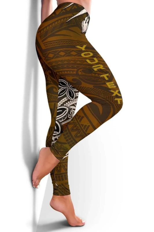 Cook Islands Custom Personalised Legging - Polynesian Boar Tusk