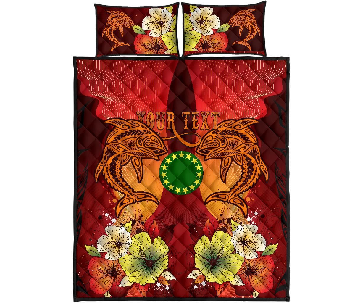 Cook Islands Custom Personalised Quilt Bed Sets - Tribal Tuna Fish
