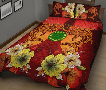 Cook Islands Custom Personalised Quilt Bed Sets - Tribal Tuna Fish