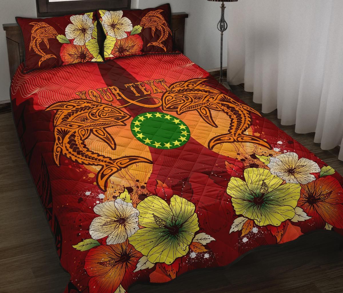 Cook Islands Custom Personalised Quilt Bed Sets - Tribal Tuna Fish