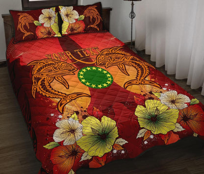 Cook Islands Custom Personalised Quilt Bed Sets - Tribal Tuna Fish